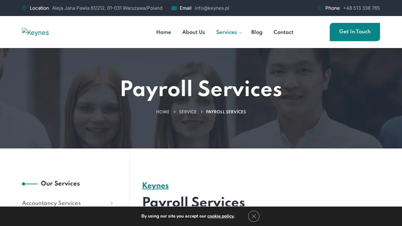 KEYNES Tax and Accountancy Services page