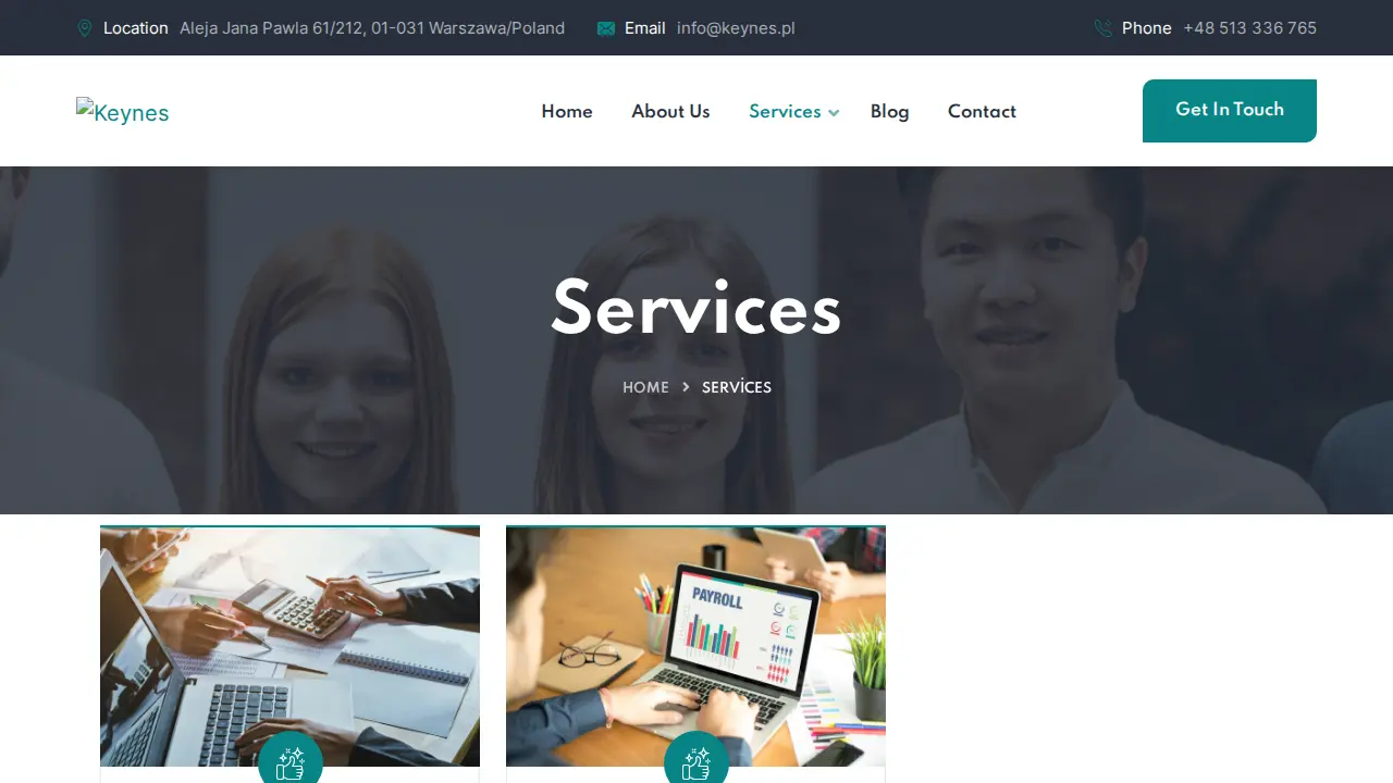 KEYNES Tax and Accountancy Services page