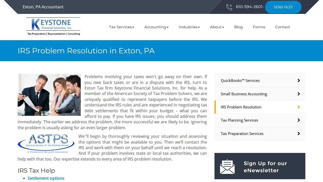 Keystone Financial Solutions Inc. page