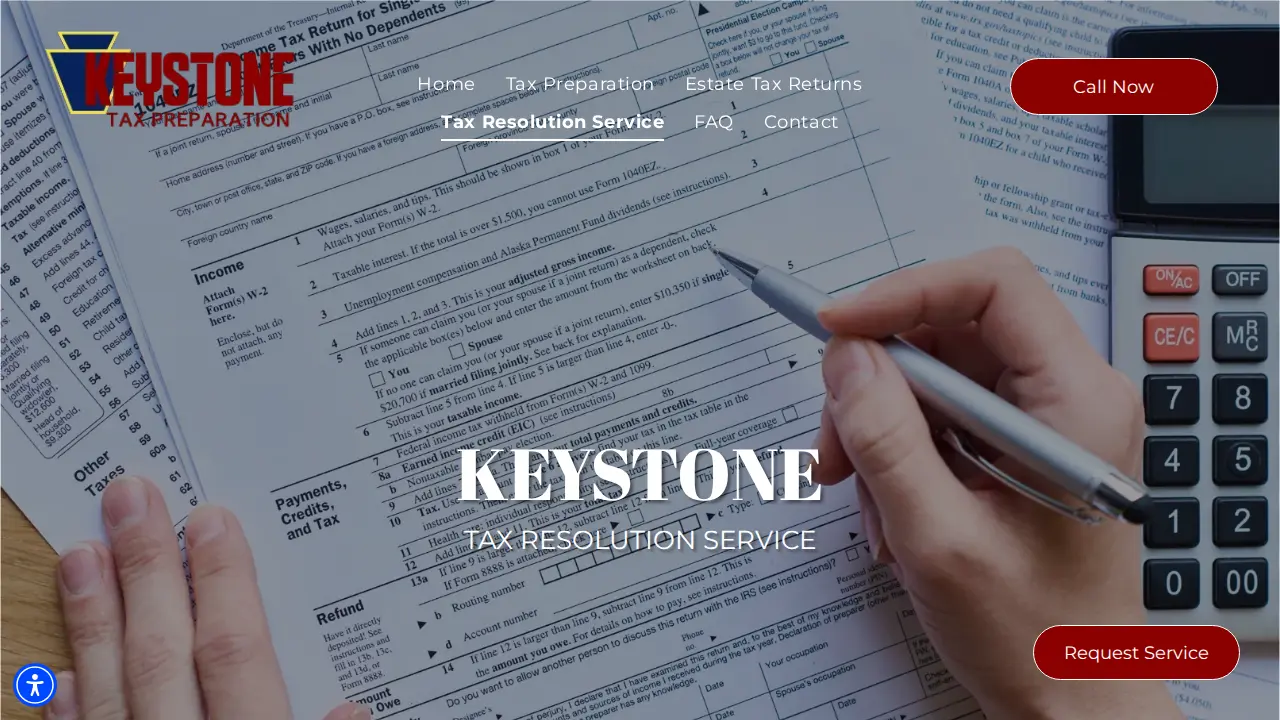 Keystone Tax Preparation page