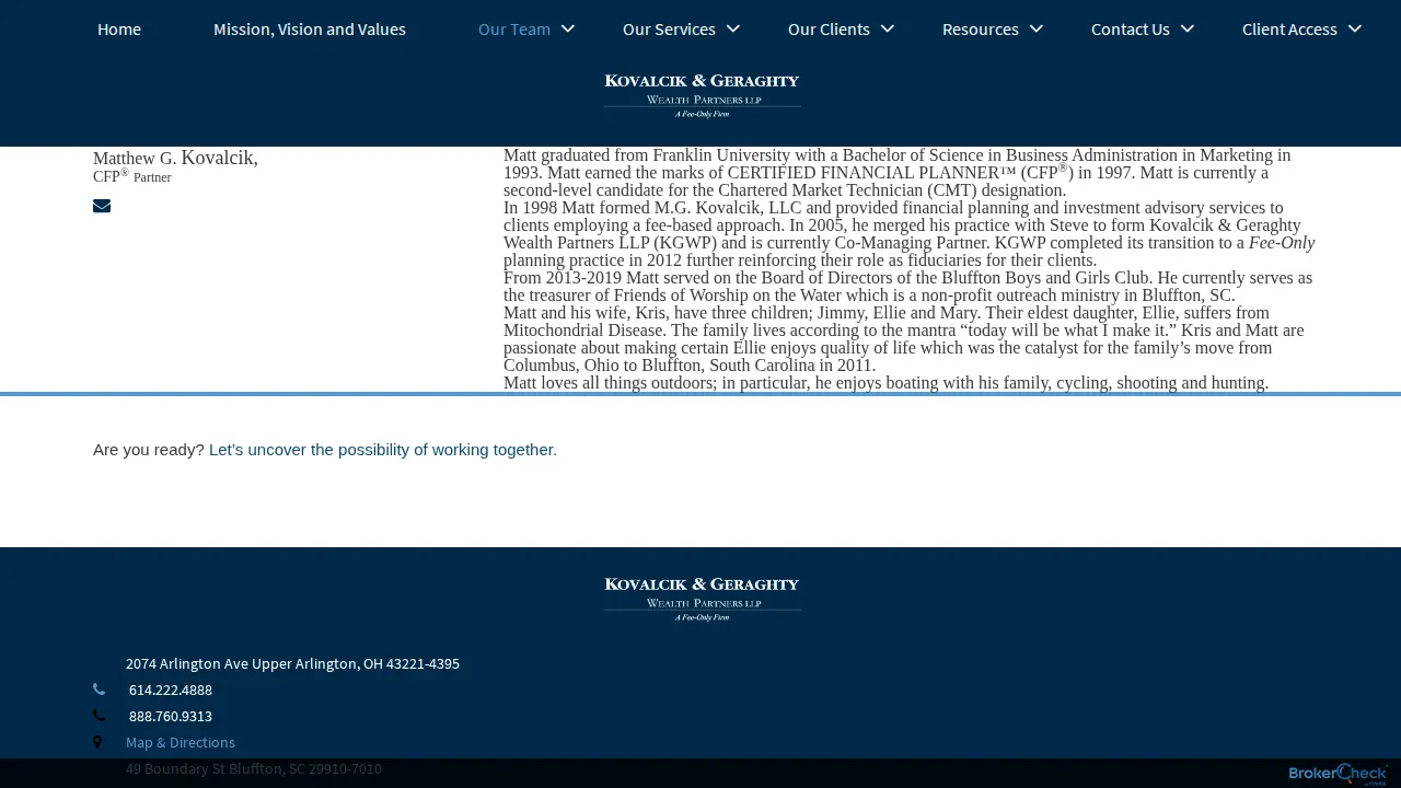 Stephen P. Geraghty, CFP page