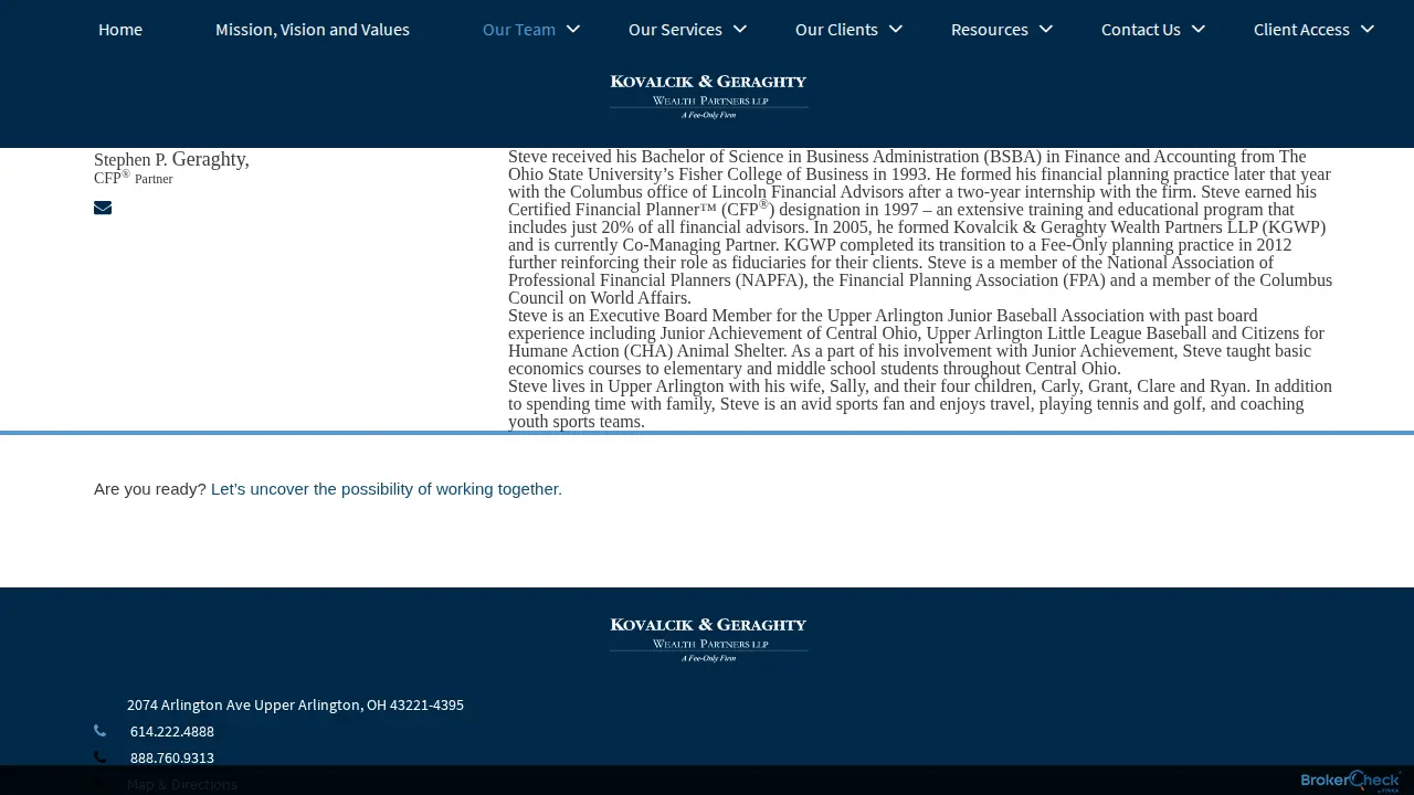 Stephen P. Geraghty, CFP page