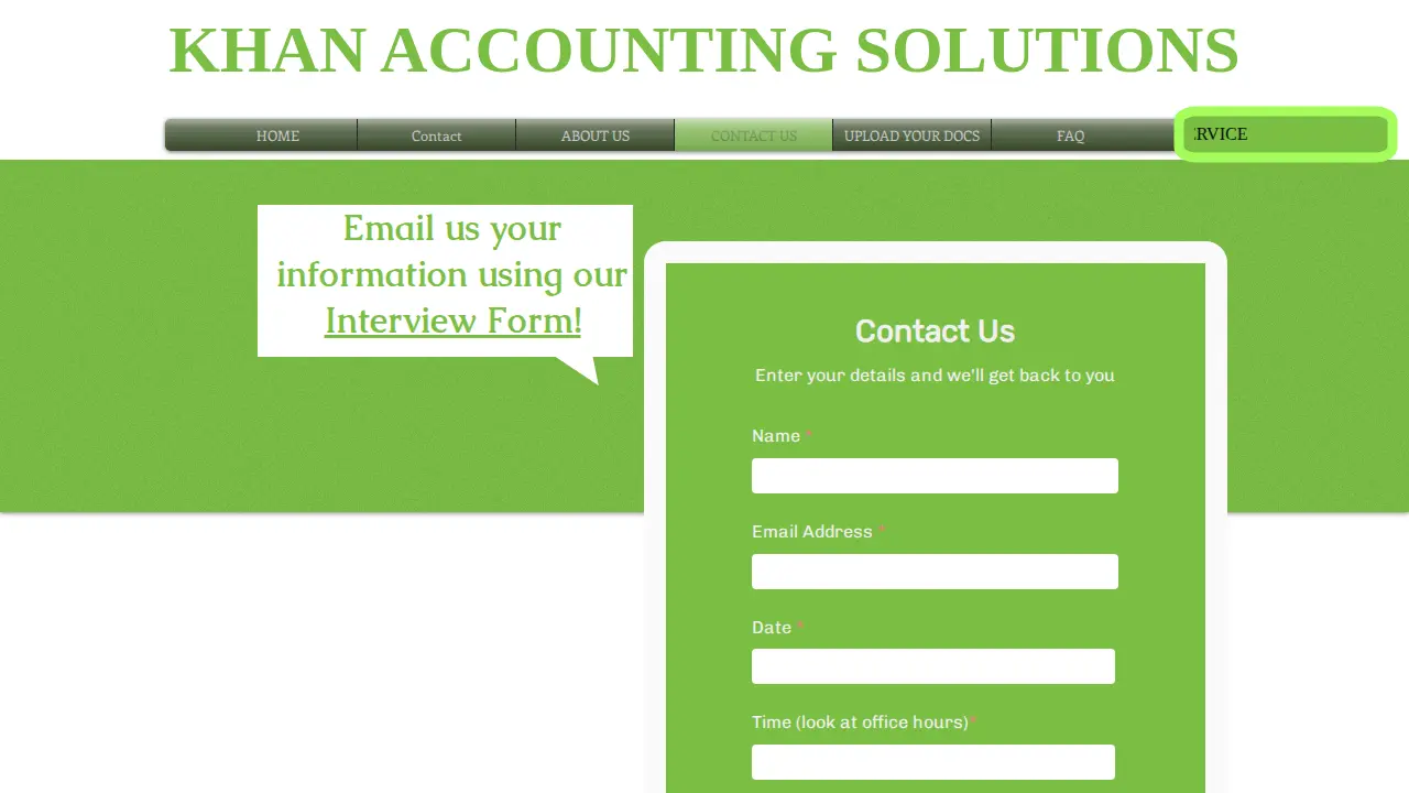 Khan Accounting Solutions page