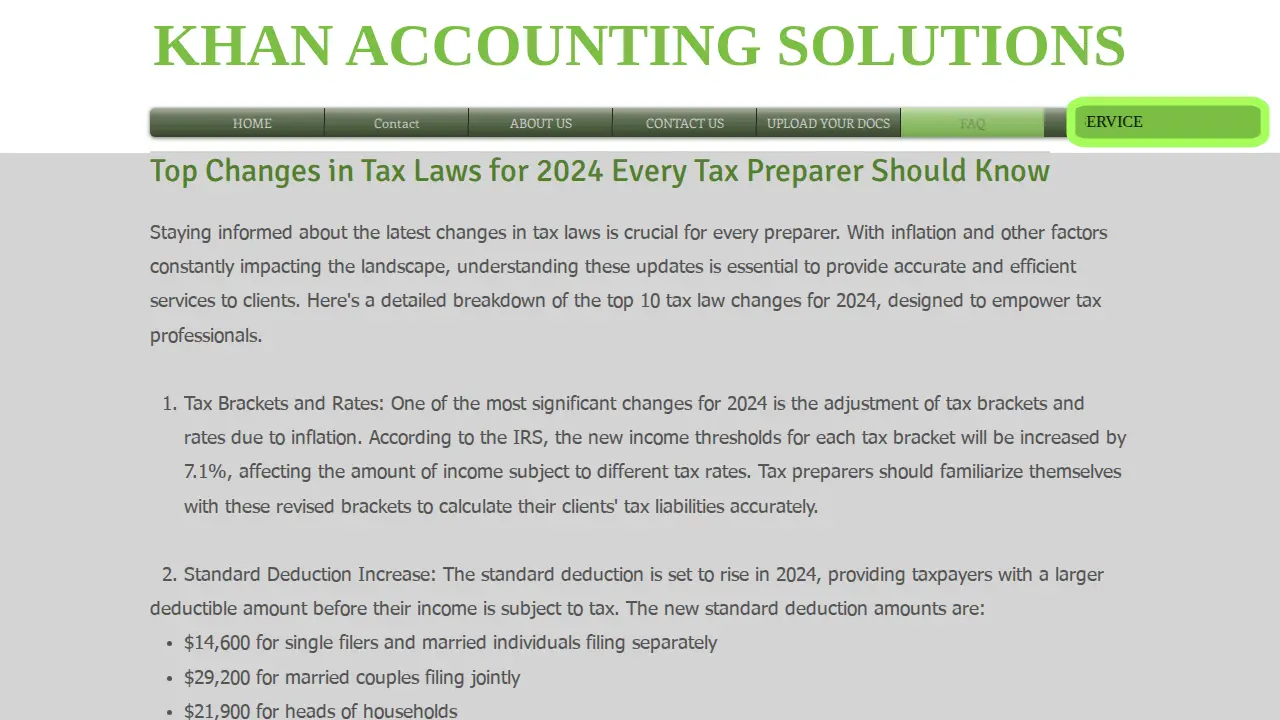 Khan Accounting Solutions page