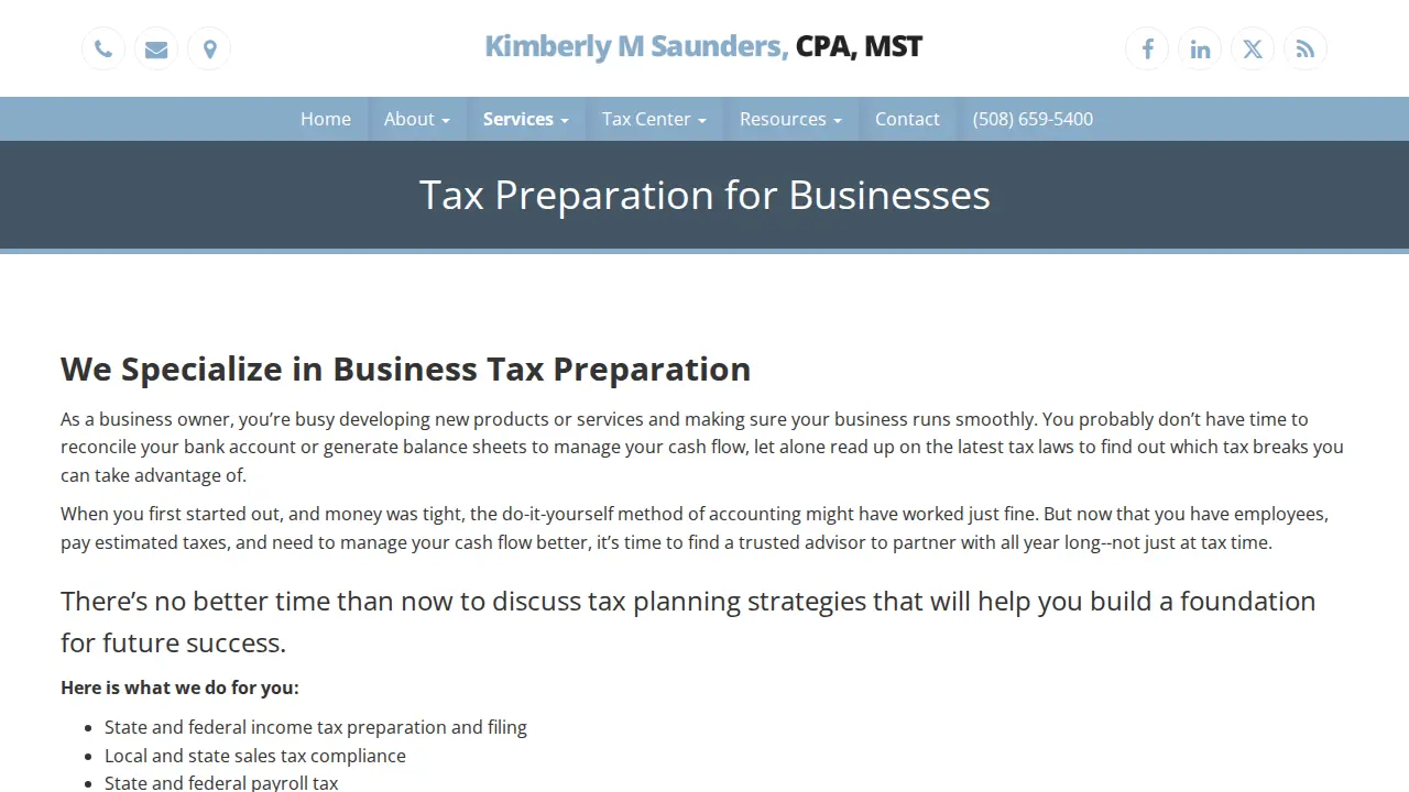 Kimberly M Saunders CPA, MST page