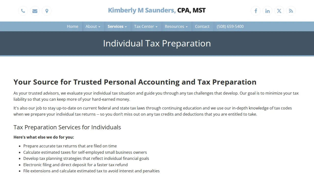 Kimberly M Saunders CPA, MST page