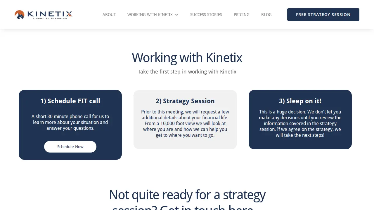 Kinetix Financial Planning page