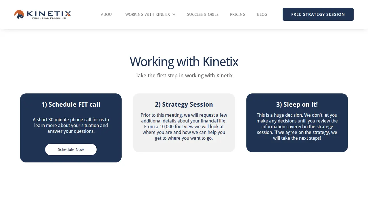 Kinetix Financial Planning page