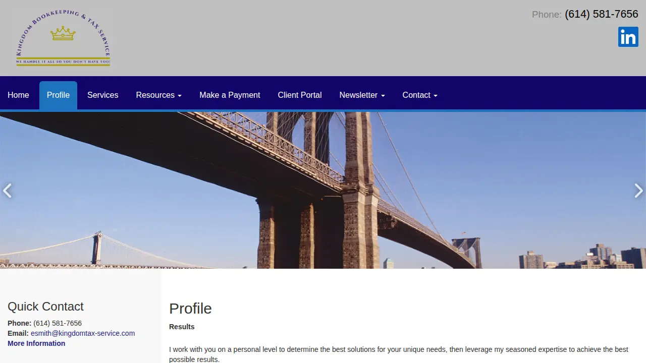 Kingdom Bookkeeping & Tax Service page