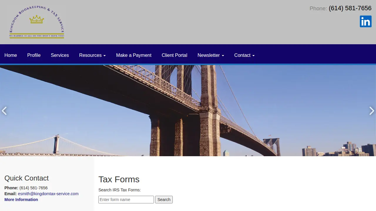 Kingdom Bookkeeping & Tax Service page