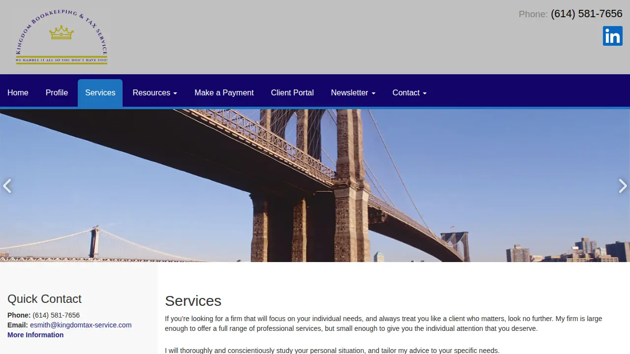 Kingdom Bookkeeping & Tax Service page