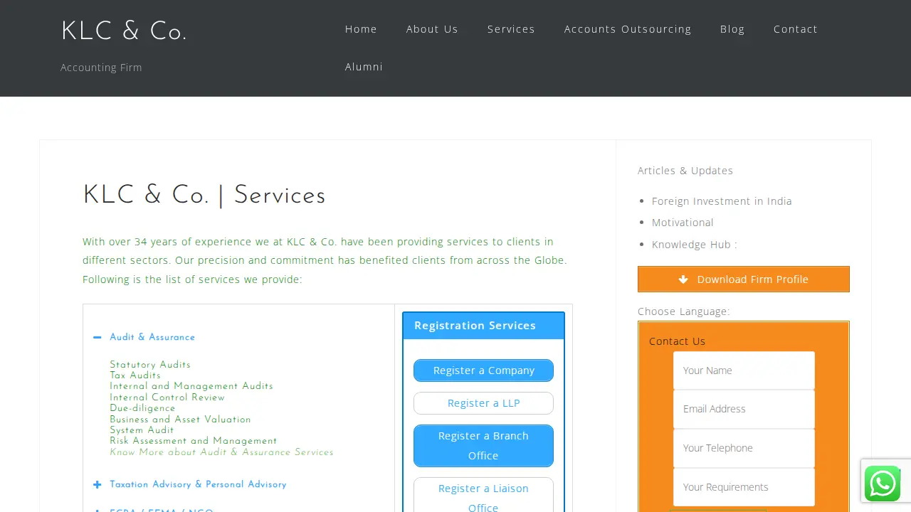 Accounting and Bookkeeping Services page