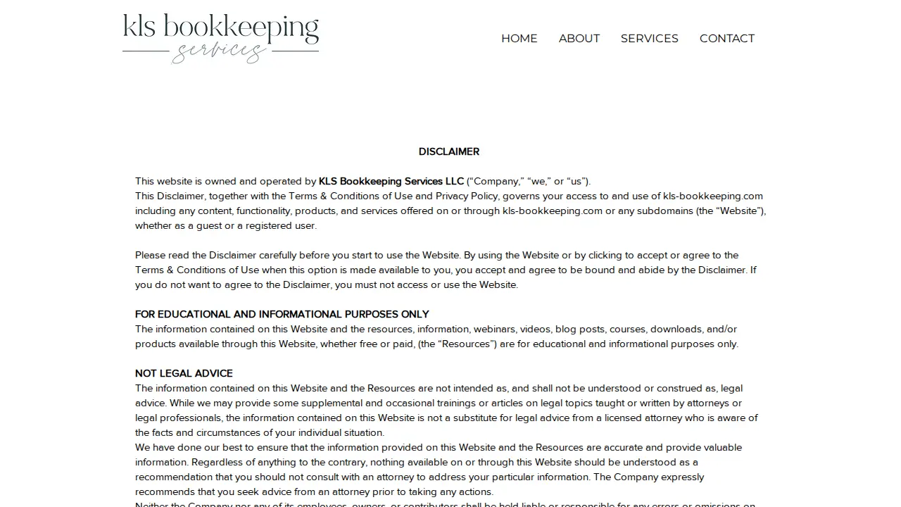 KLS Bookkeeping Services page