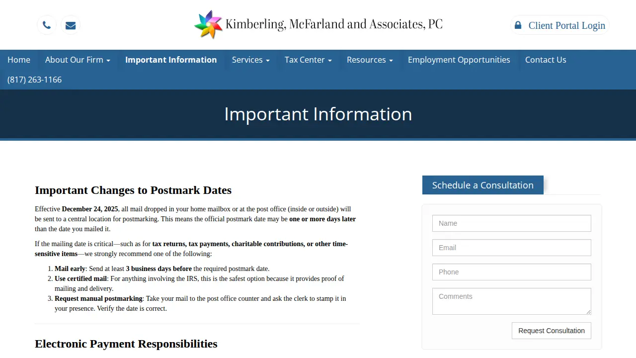 Kimberling, McFarland and Associates, PC page
