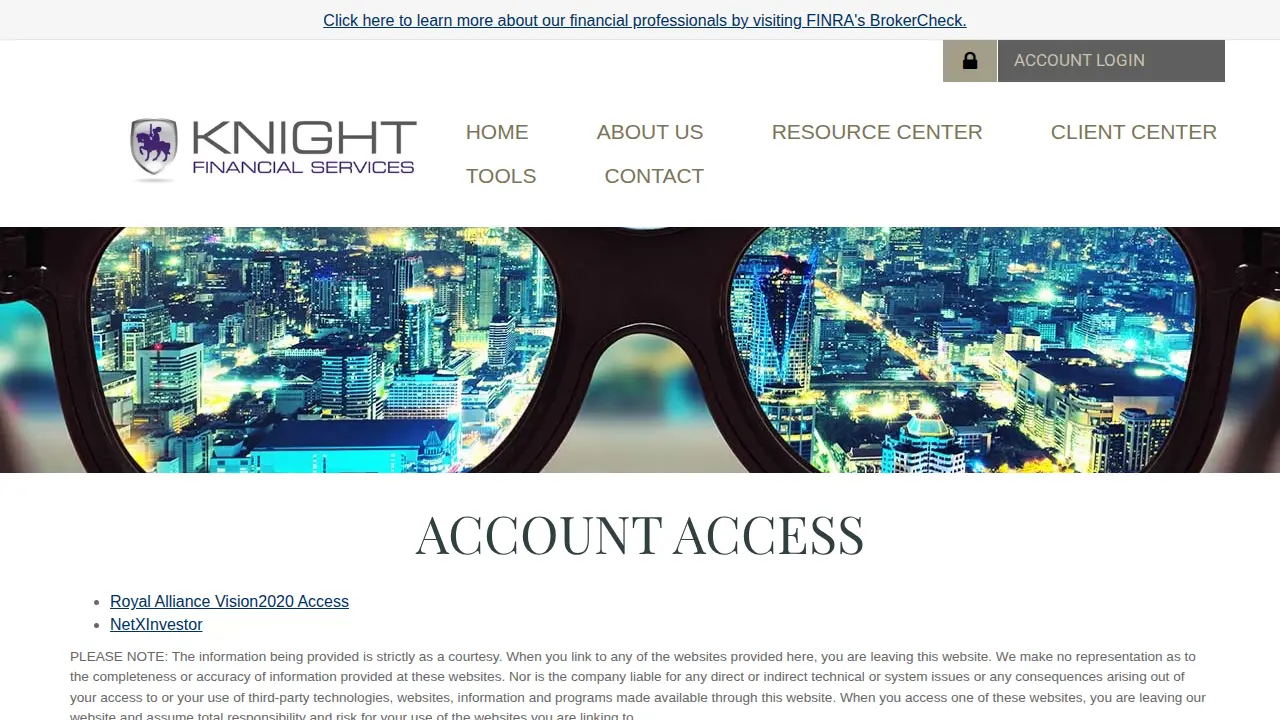 Knight Financial Services page