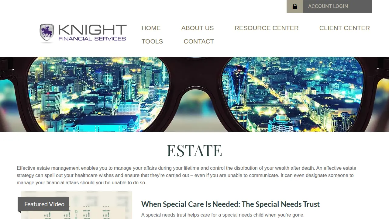 Knight Financial Services page