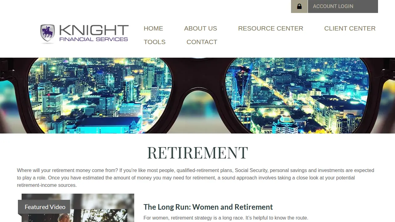 Knight Financial Services page