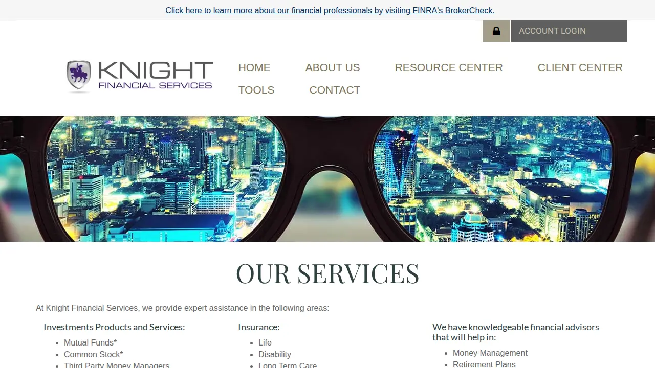 Knight Financial Services page