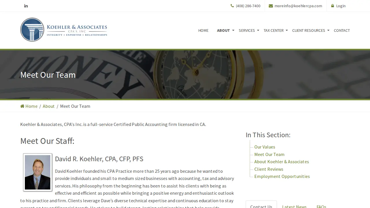 Koehler David R CPA page