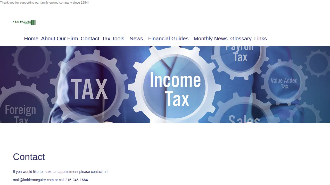 K & M McGuire Tax Service page