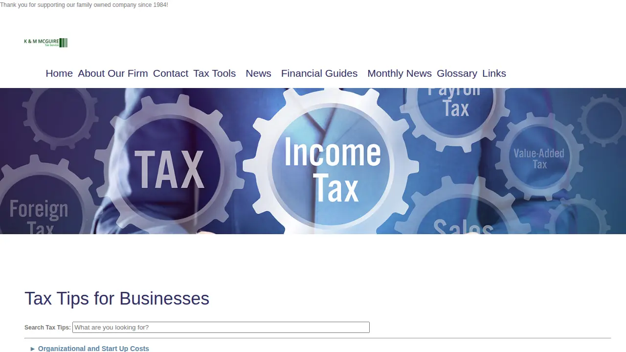 K & M McGuire Tax Service page
