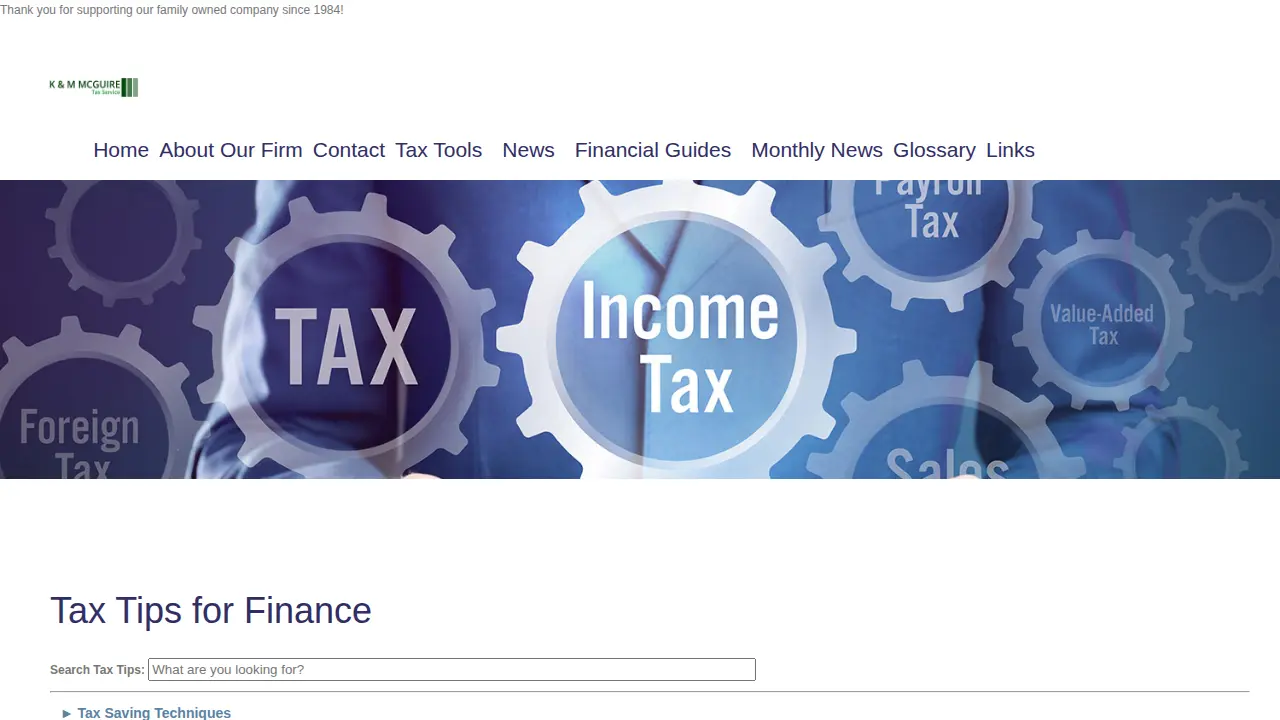K & M McGuire Tax Service page