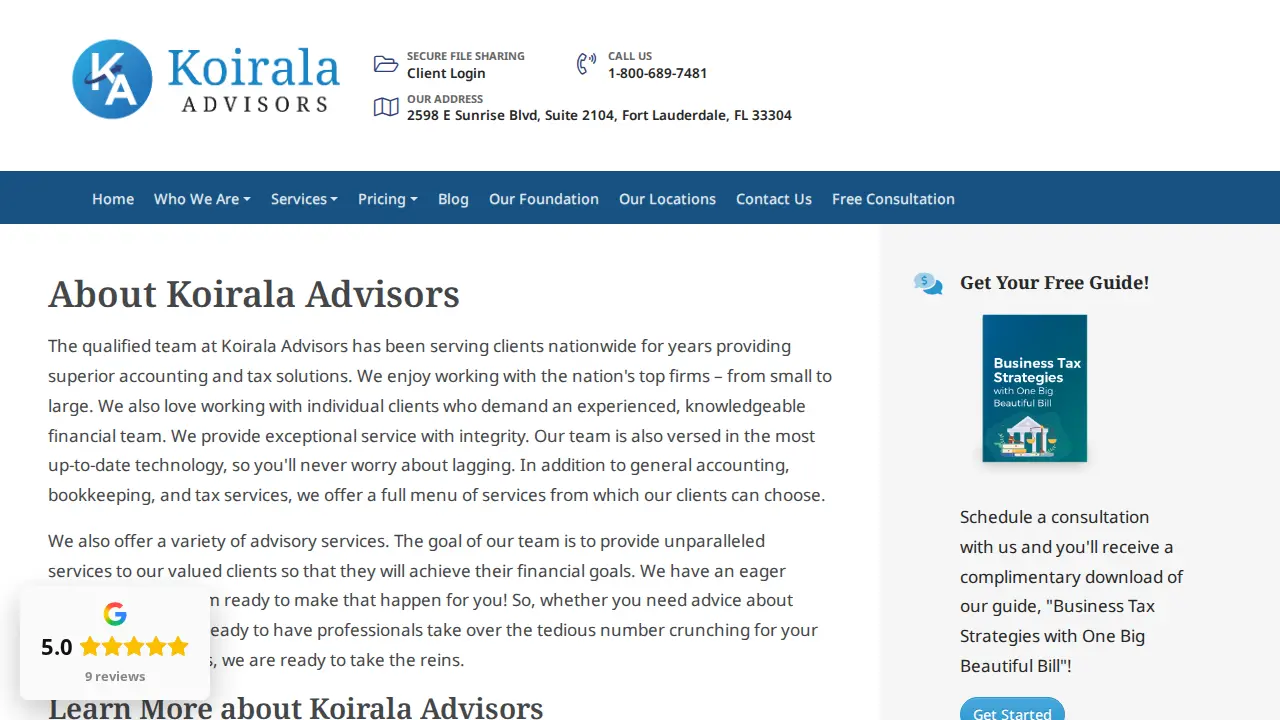 Koirala Advisors page
