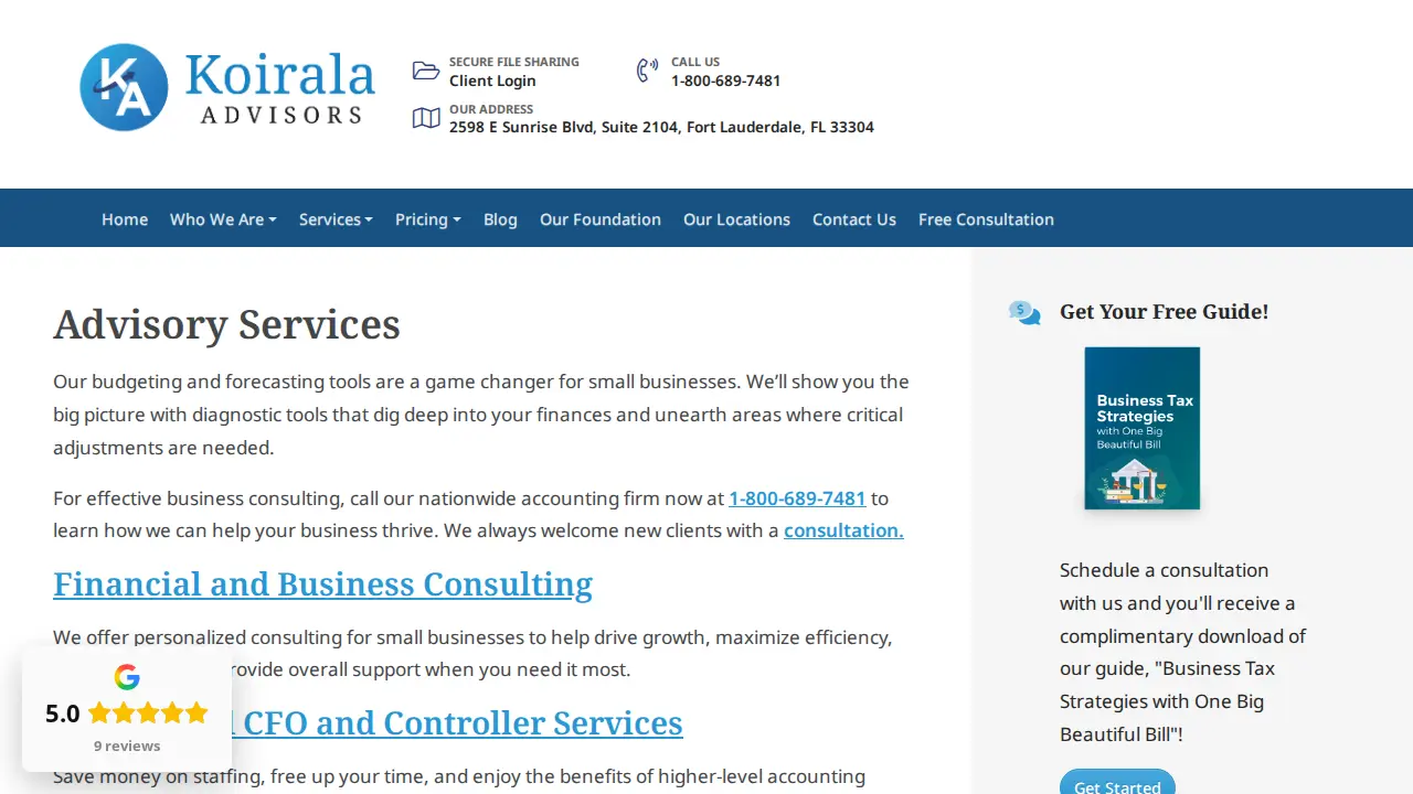 Koirala Advisors page