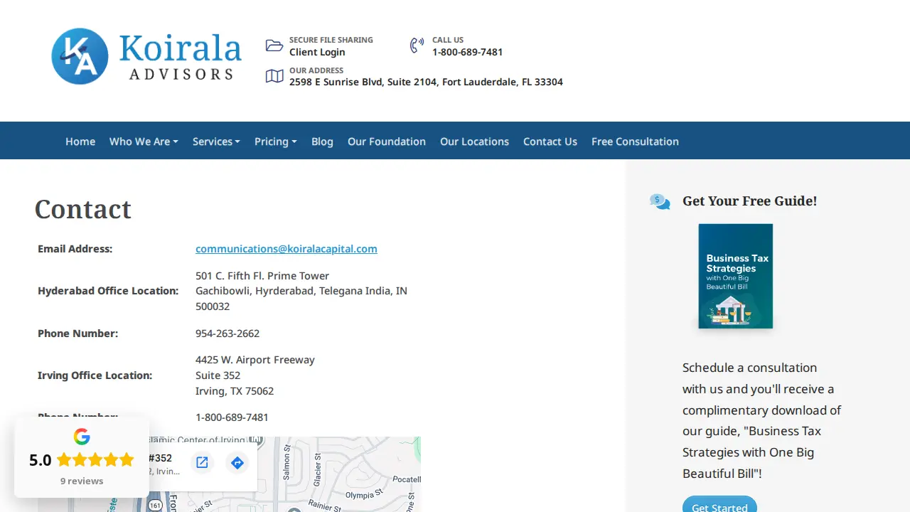 Koirala Advisors page
