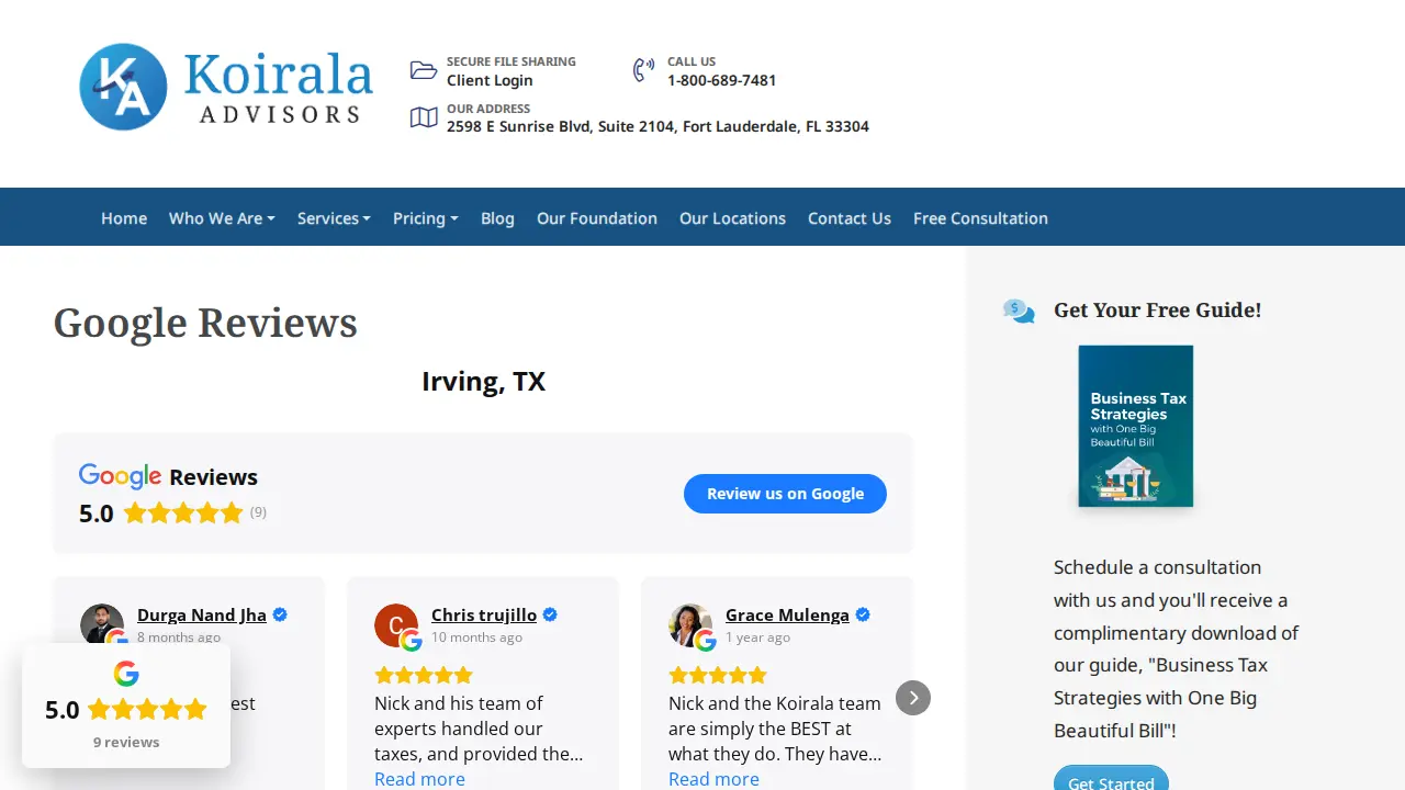 Koirala Advisors page