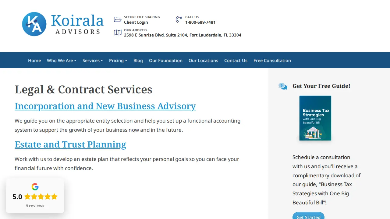 Koirala Advisors page