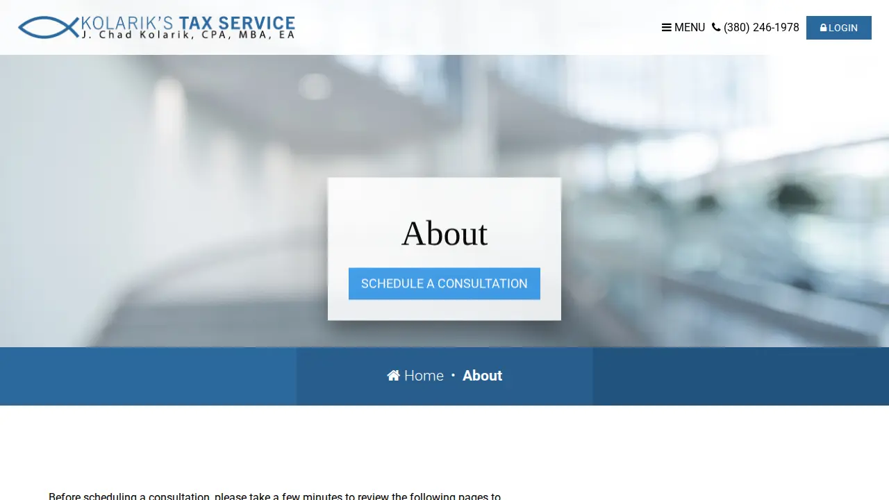 Kolarik's Tax Service page