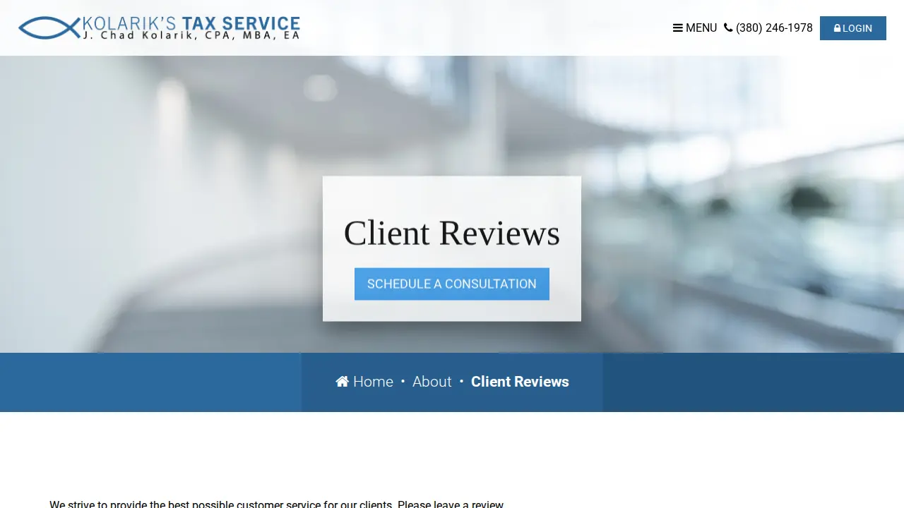 Kolarik's Tax Service page