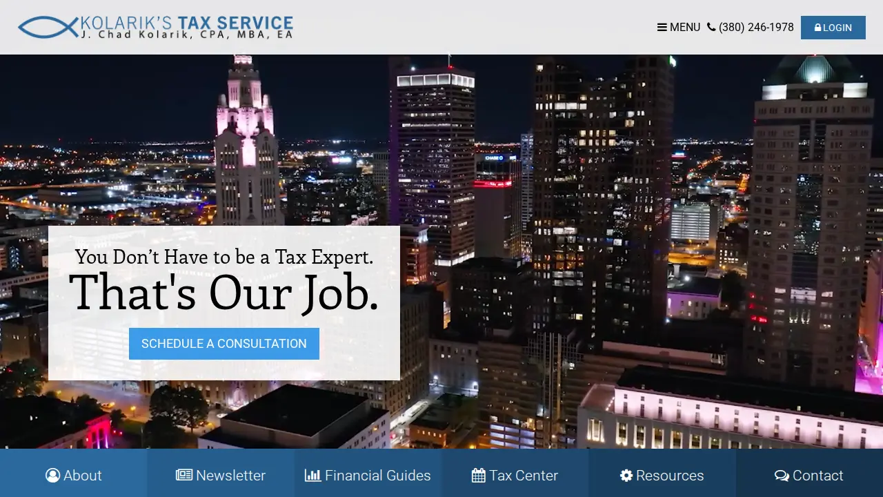 Kolarik's Tax Service page