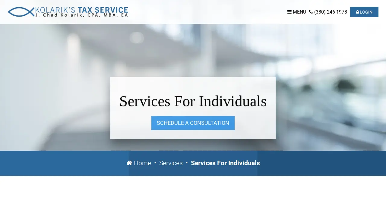 Kolarik's Tax Service page