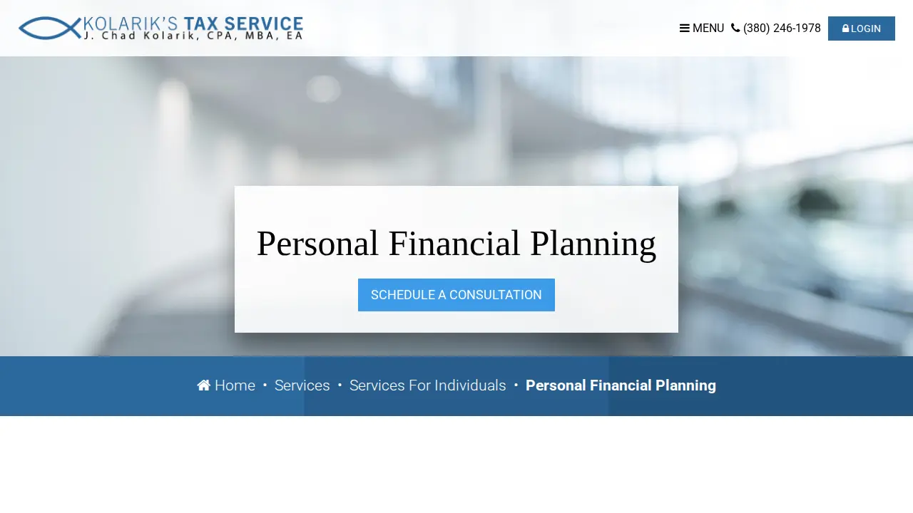 Kolarik's Tax Service page