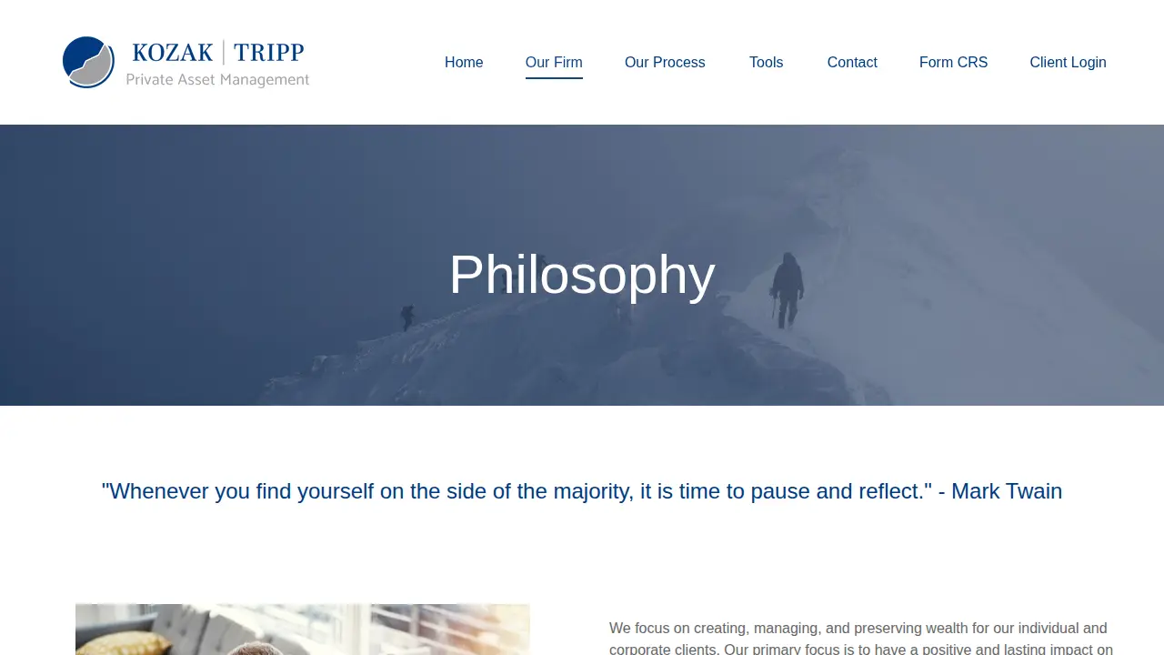 Kozak Tripp Private Asset Management page