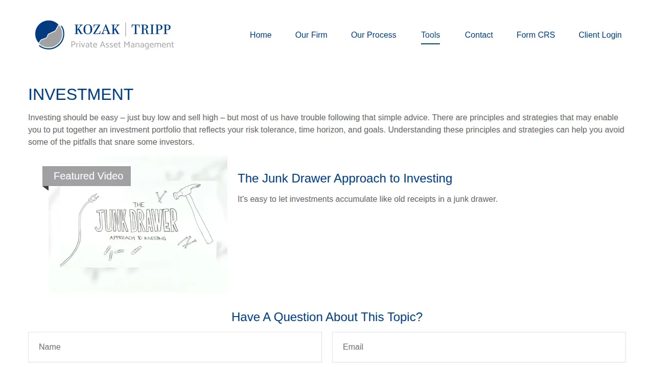 Kozak Tripp Private Asset Management page