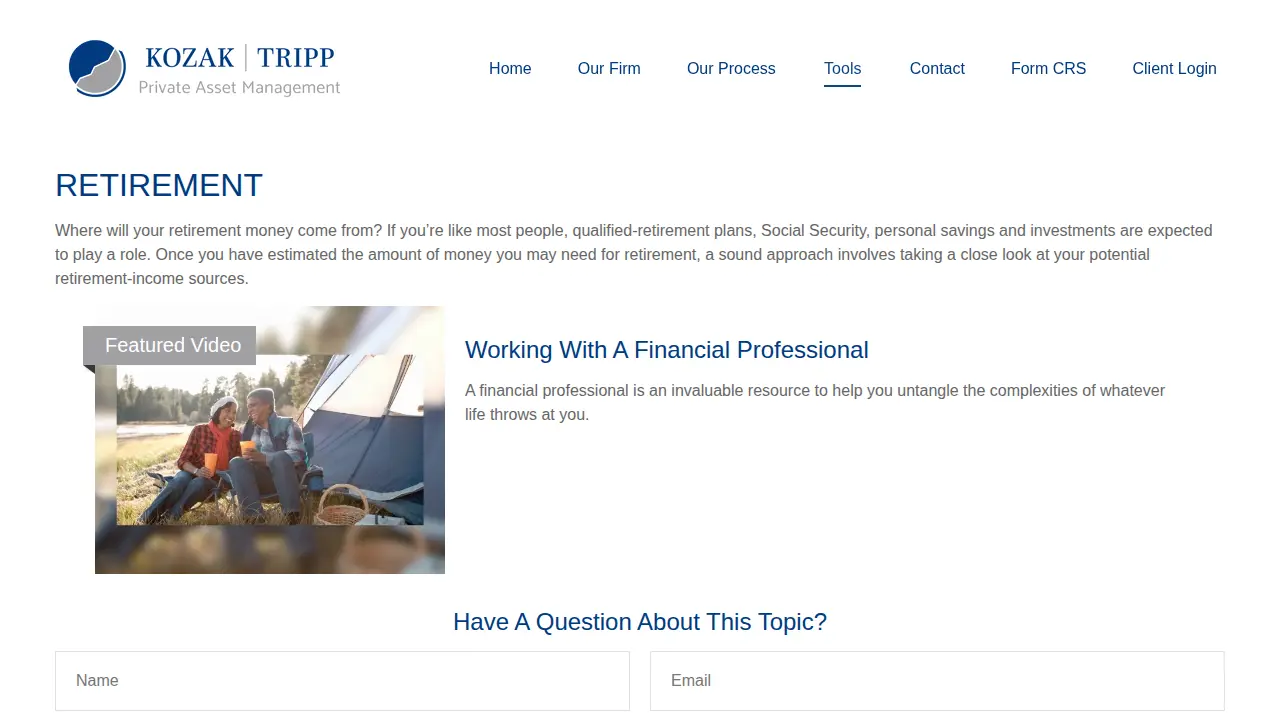 Kozak Tripp Private Asset Management page