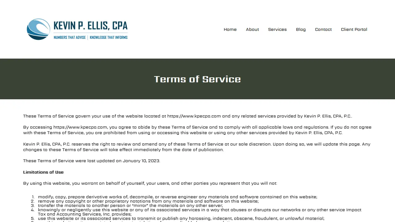Kevin P Ellis, CPA page