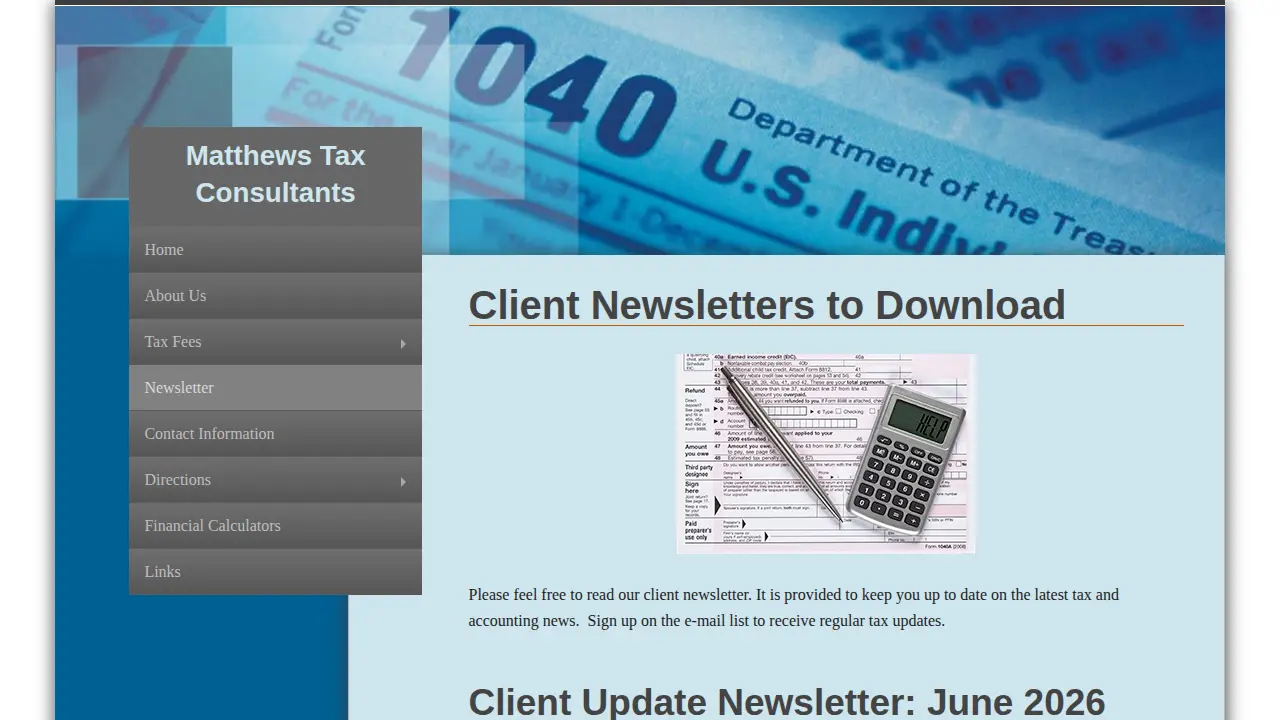 Matthews Tax Consultants page