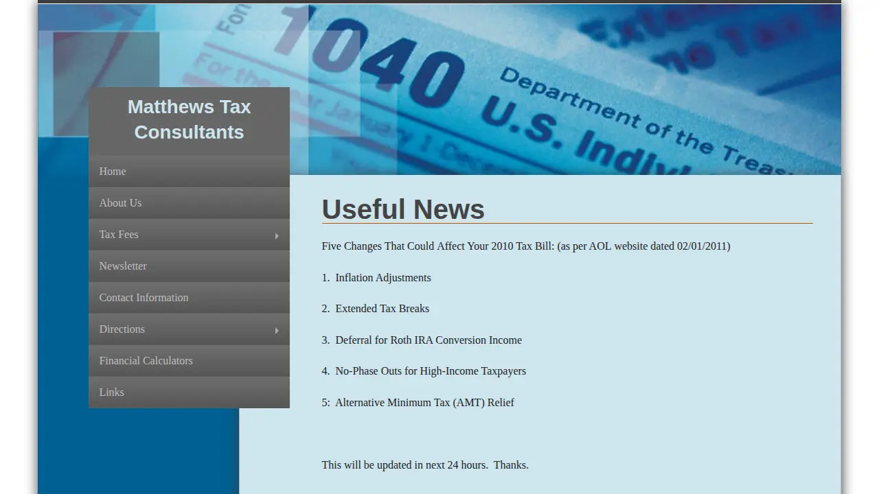 Matthews Tax Consultants page