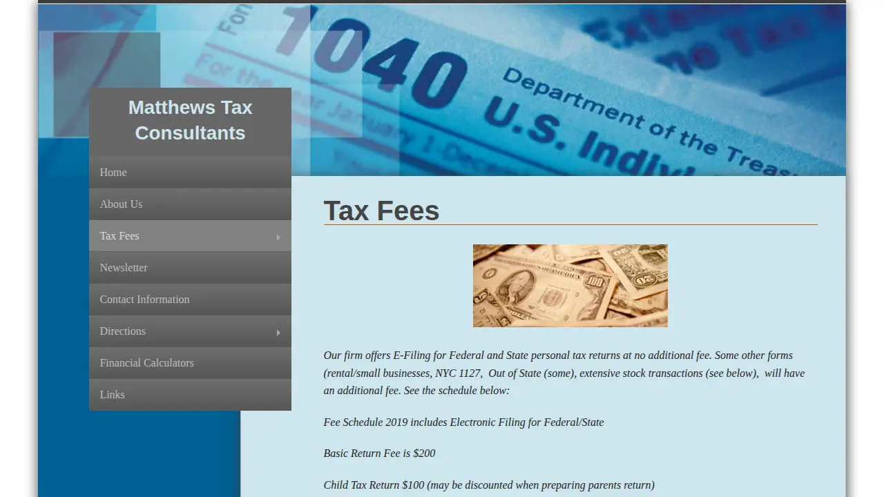 Matthews Tax Consultants page