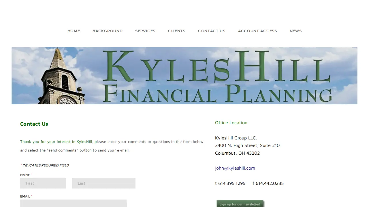 KylesHill Financial Planning page