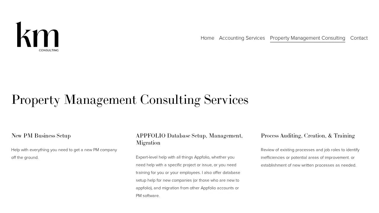 Kylie M Consulting page