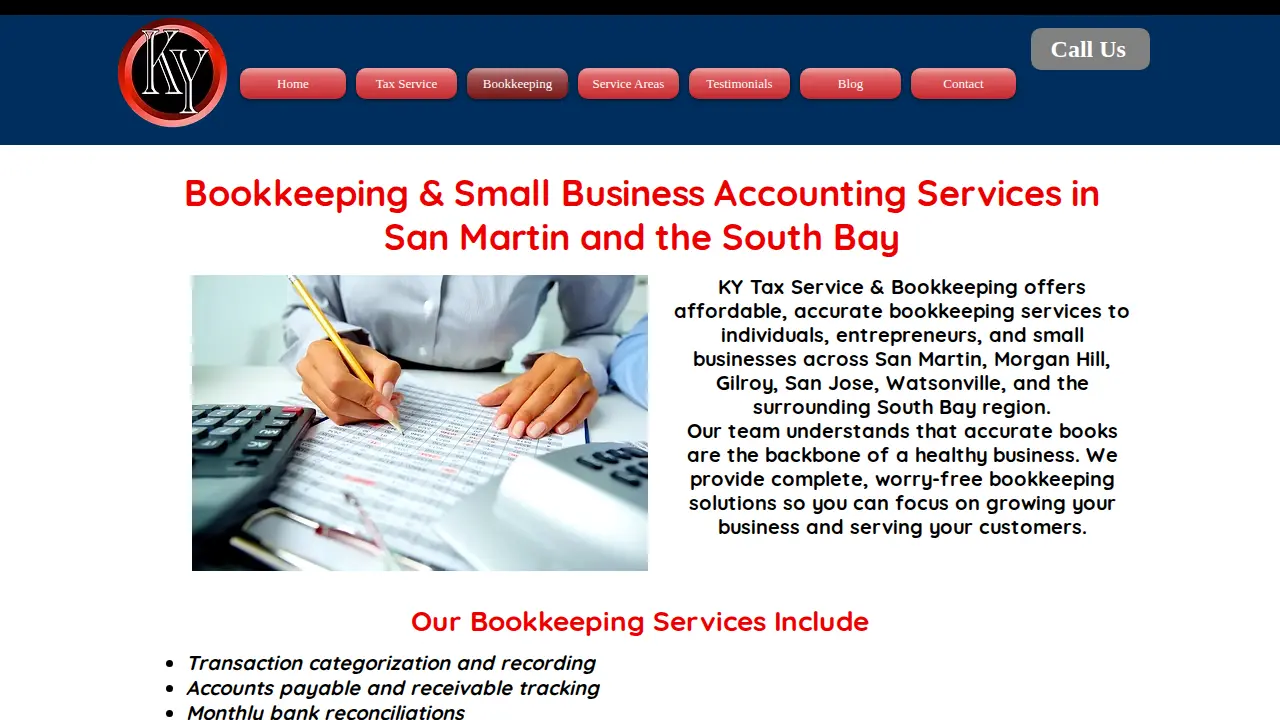 K Y Tax Service & Bookkeeping page