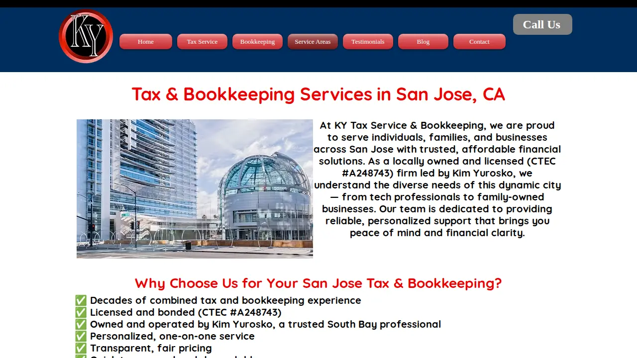 K Y Tax Service & Bookkeeping page