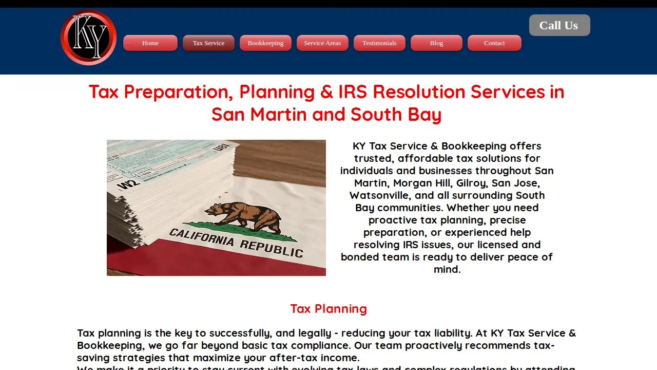 K Y Tax Service & Bookkeeping page