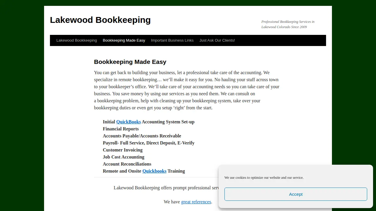 Lakewood Bookkeeping page