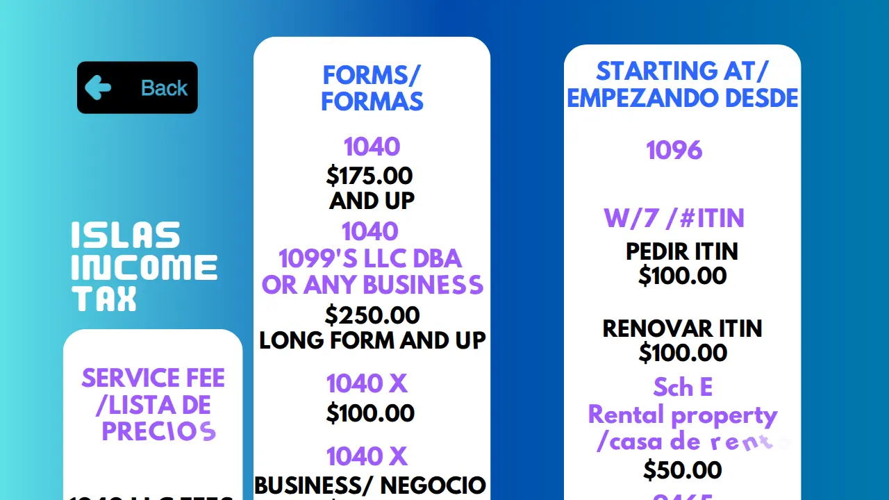 Islas Income Tax page